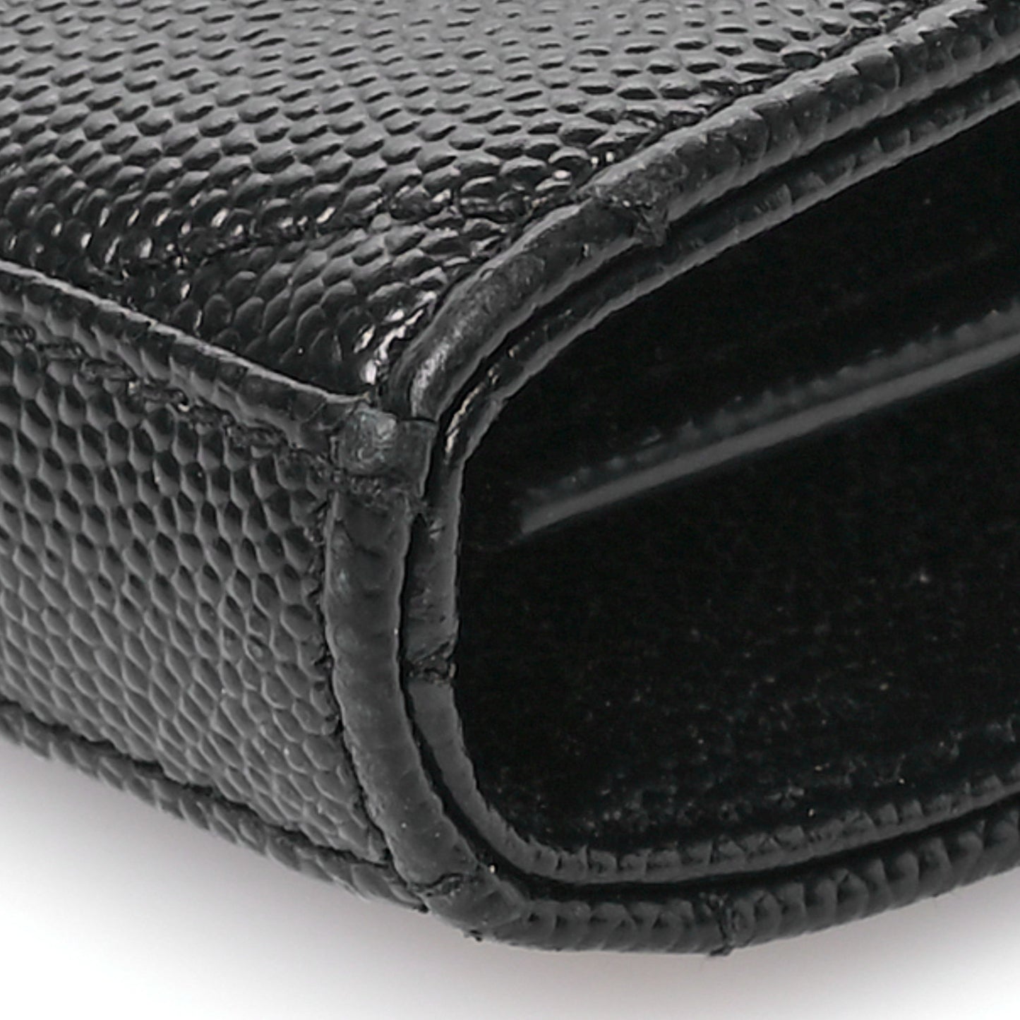 Grain De Poudre Matelasse Chevron Monogram Chain Wallet Black