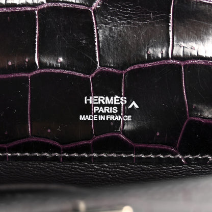 Hermes Shiny Porosus Crocodile Kelly Cut Pochette Amethyst 6 of 10