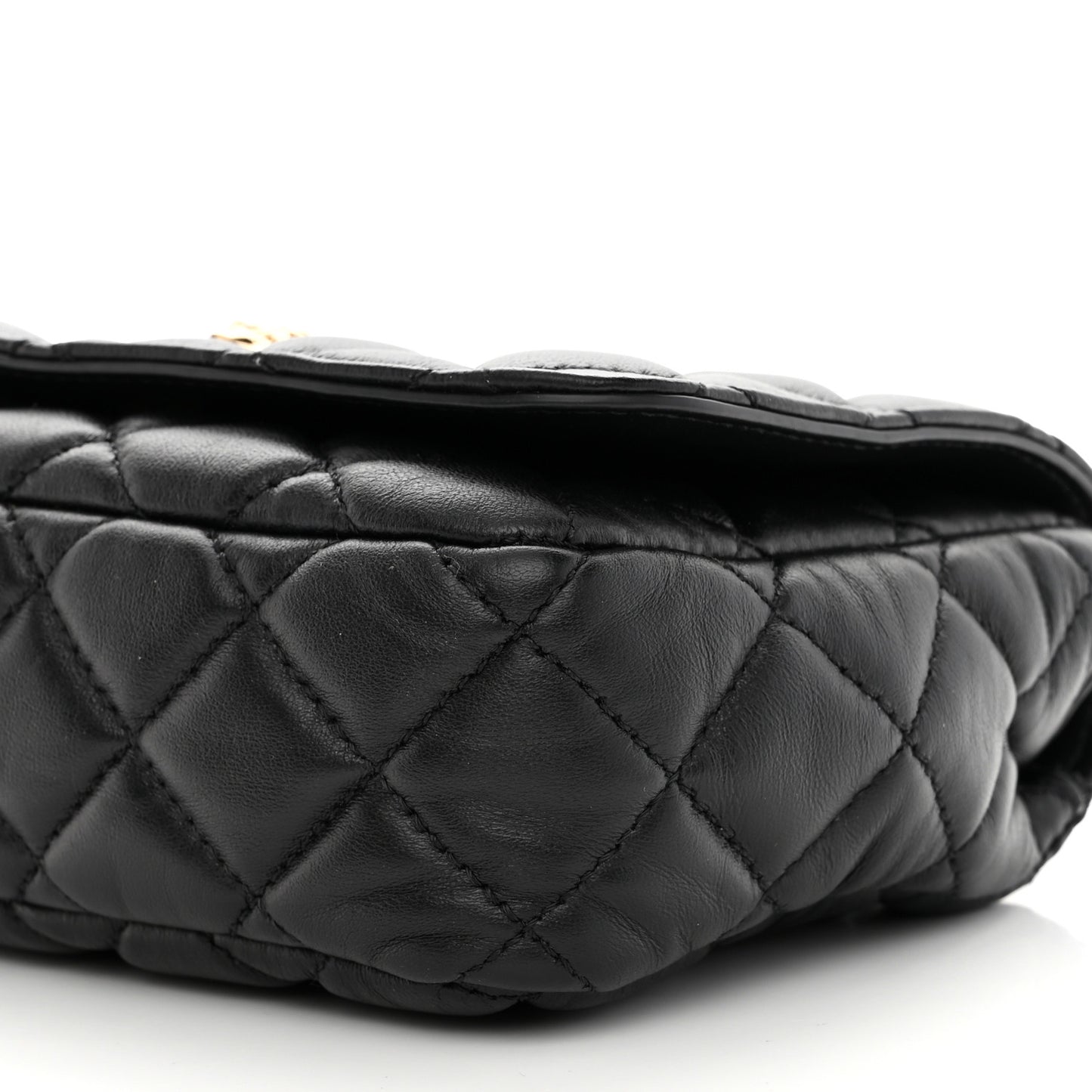 Nappa Quilted Small Medusa Chain Crossbody Black