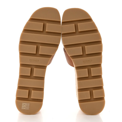 Hermes Calfskin Cork Eze 30 Sandals 39 Marron Glaise 5 of 8