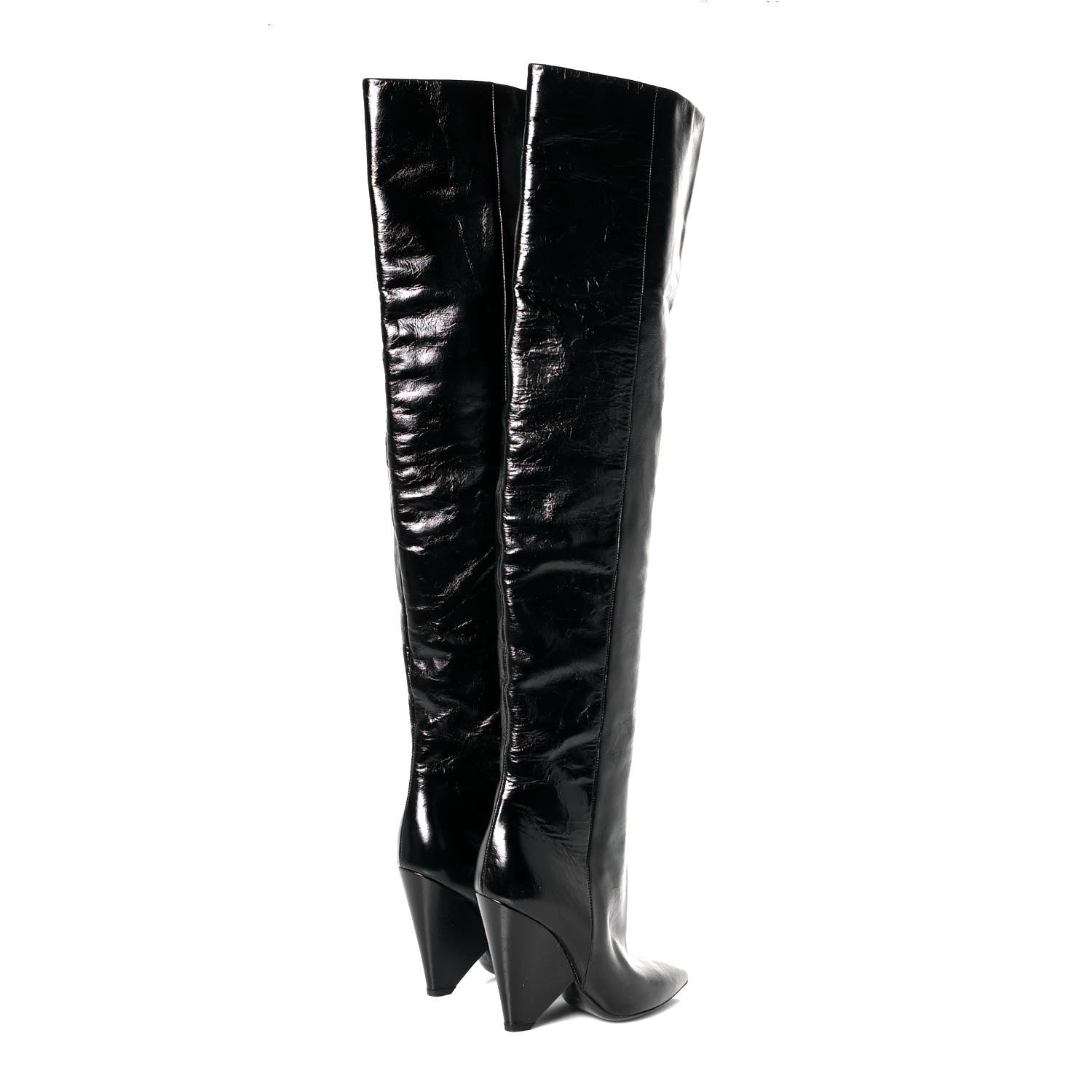 Saint Laurent Calfskin Niki 105 Thigh High Boots 35 Black 4 of 6