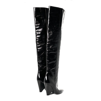 Saint Laurent Calfskin Niki 105 Thigh High Boots 35 Black 4 of 6