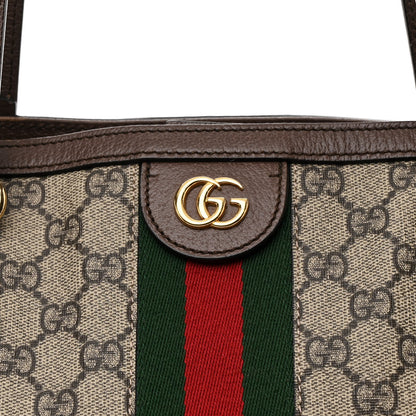 Gucci GG Supreme Monogram Textured Calfskin Web Medium Ophidia Shopping Tote Beige Ebony New Acero 8 of 10