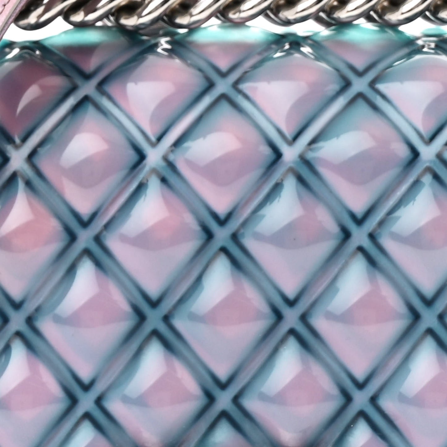 Iridescent Patent Calfskin PVC Quilted Small Boy Flap Light Purple