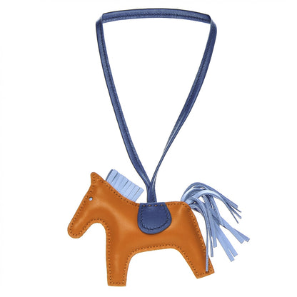 Hermes Milo Lambskin Grigri Rodeo Horse Bag Charm PM Feu Celeste Bleu Izmir 1 of 4