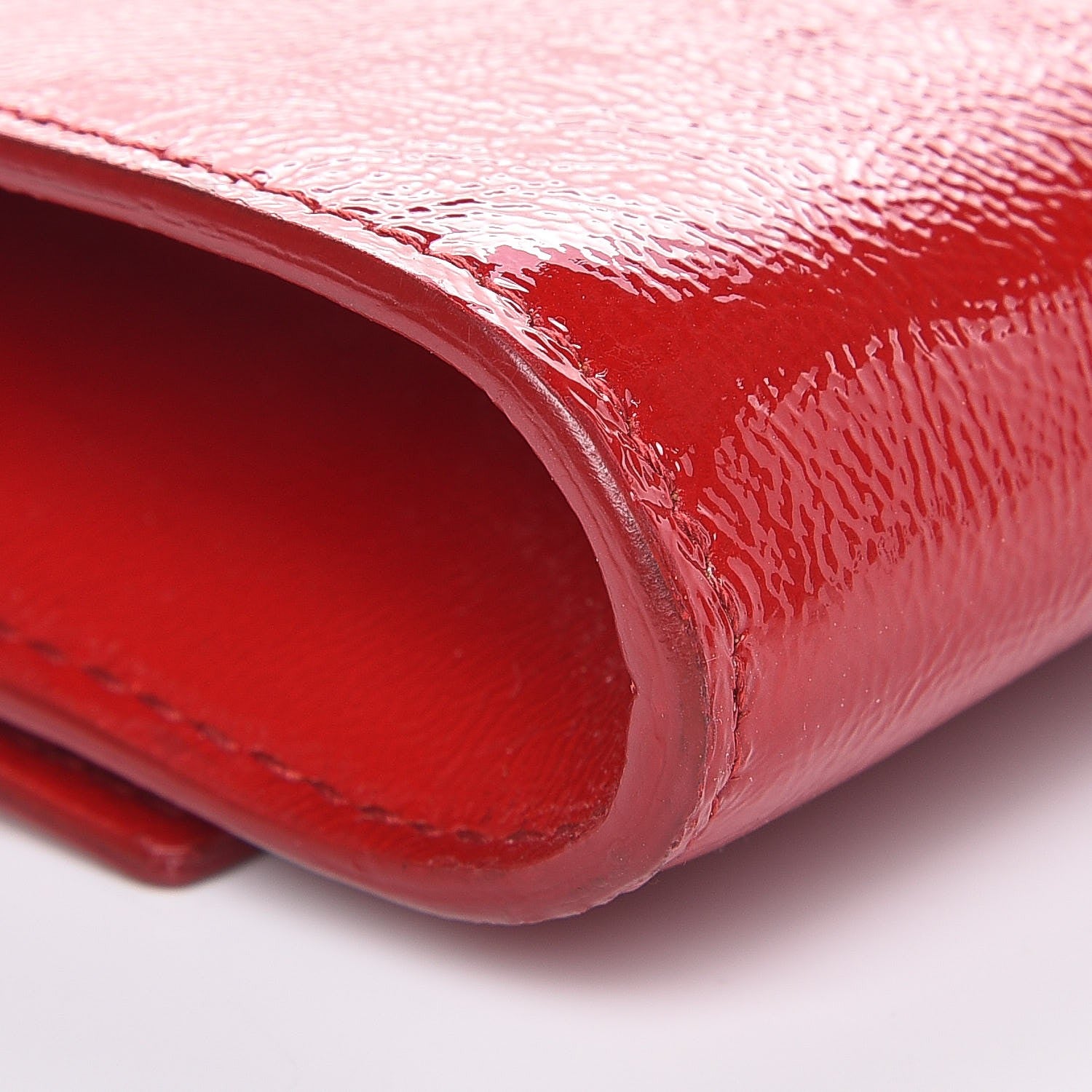 Saint Laurent Textured Patent Large Belle De Jour Clutch Red 9 of 11