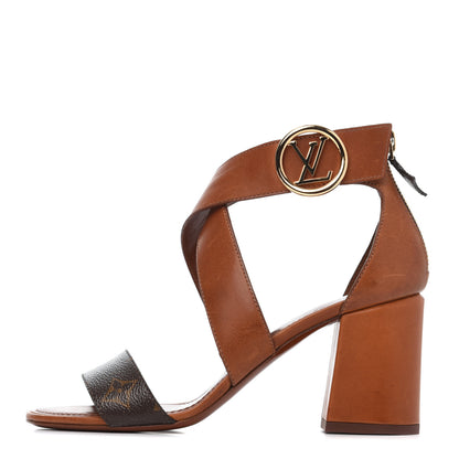 Louis Vuitton Calfskin Monogram Horizon Sandals 37 Cognac Brown 1 of 38