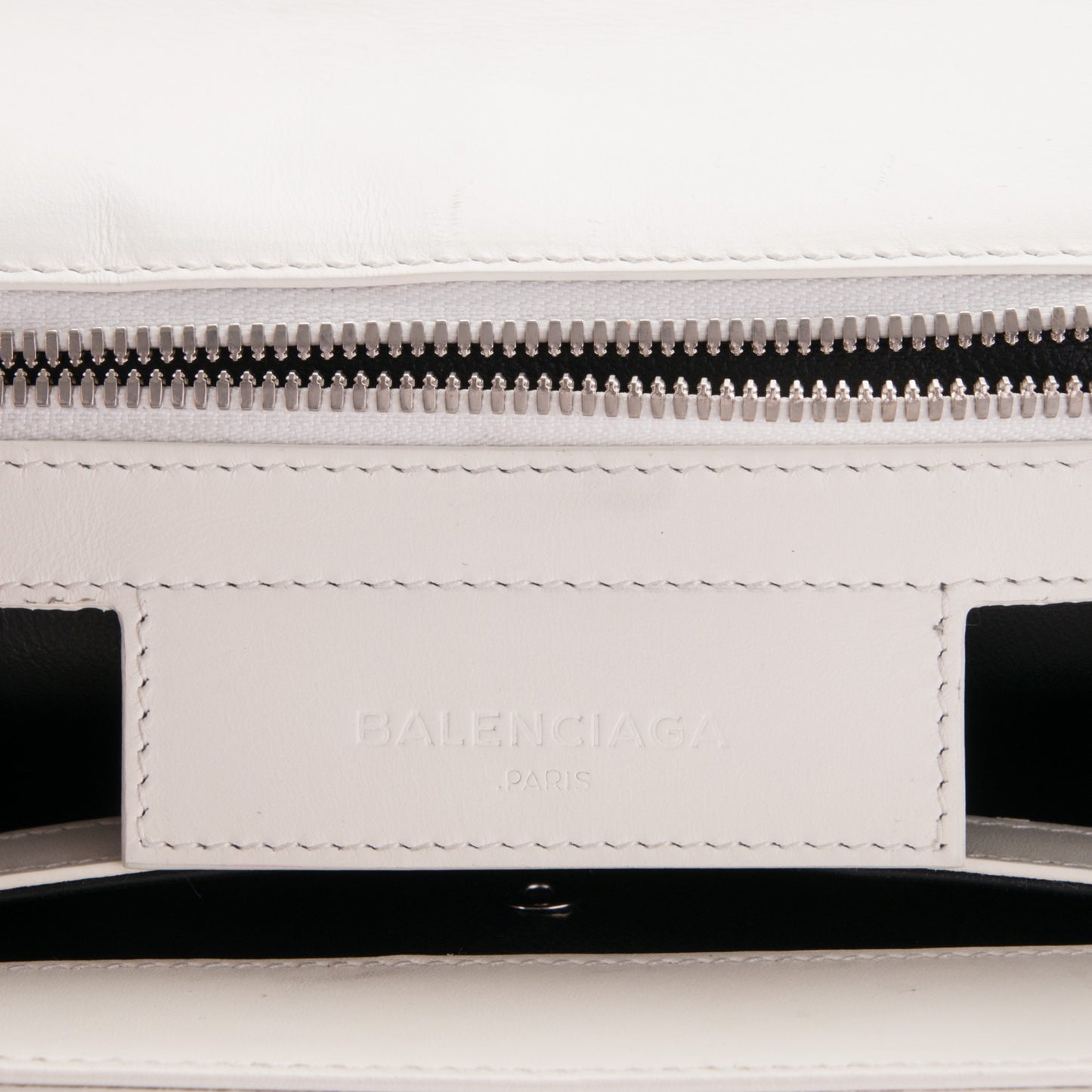 Calfskin Bal58 Shoulder Bag White Black