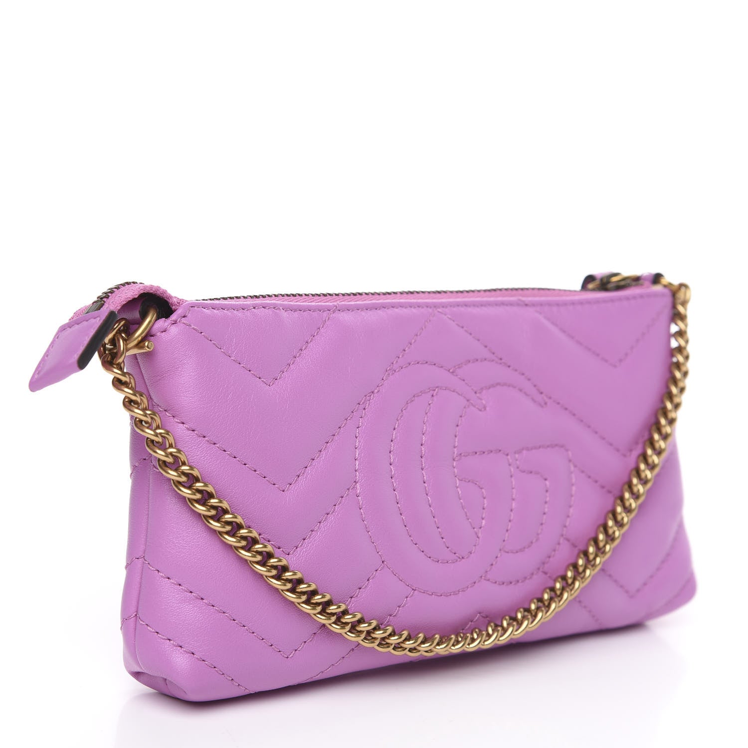 Gucci Calfskin Matelasse Mini GG Marmont Chain Bag Candy Mousse 2 of 8