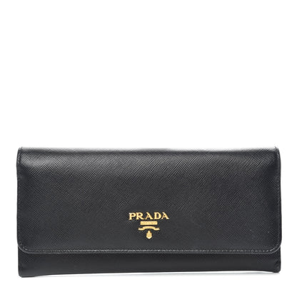 Prada Saffiano Colour Continental Flap Wallet Black Peonia 1 of 11