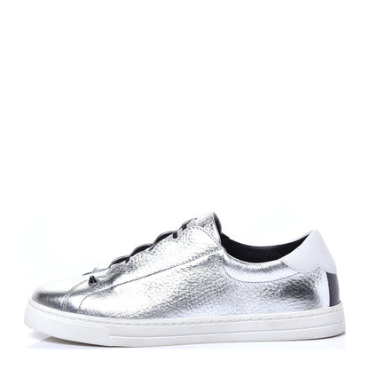Fendi Metallic Vitello Lurex Rockoclick Slip On Sneakers 35 Silver 1 of 9
