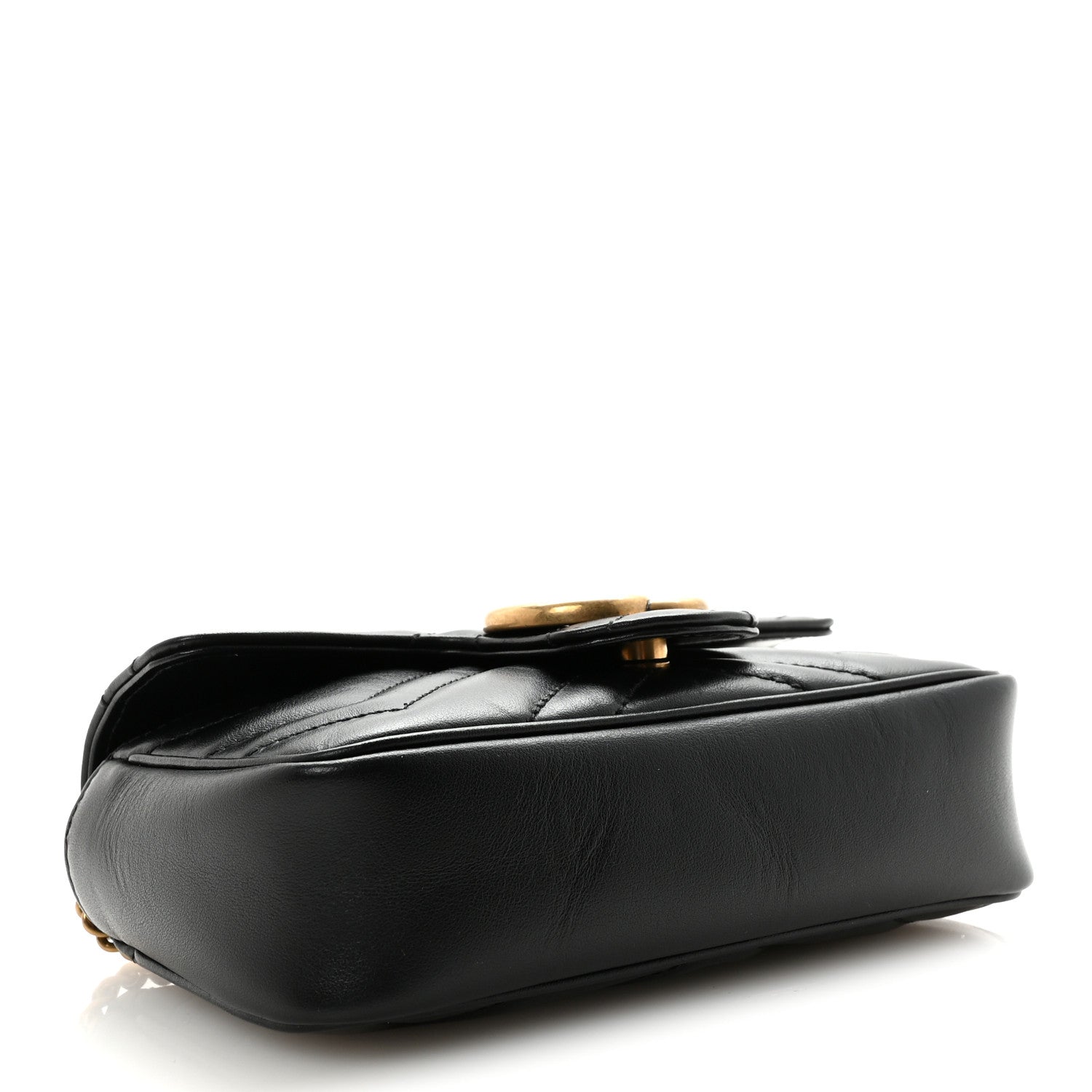 Gucci Calfskin Matelasse Super Mini GG Marmont Shoulder Bag Black 4 of 10