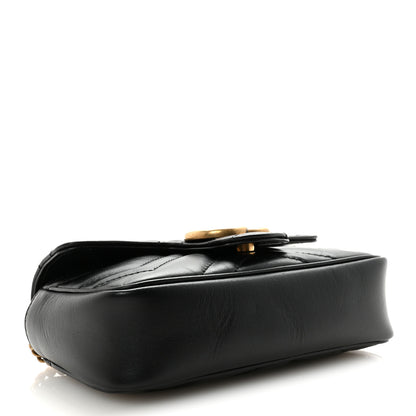 Gucci Calfskin Matelasse Super Mini GG Marmont Shoulder Bag Black 4 of 10