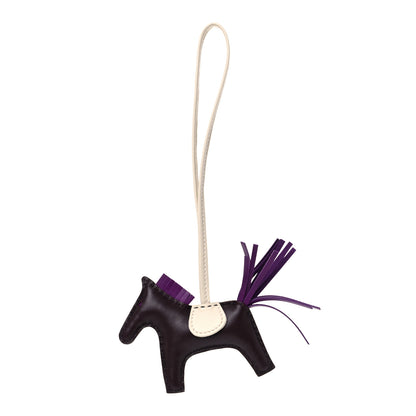 Hermes Milo Lambskin Grigri Rodeo Horse Bag Charm PM Rouge Sellier Craie Violet 1 of 5