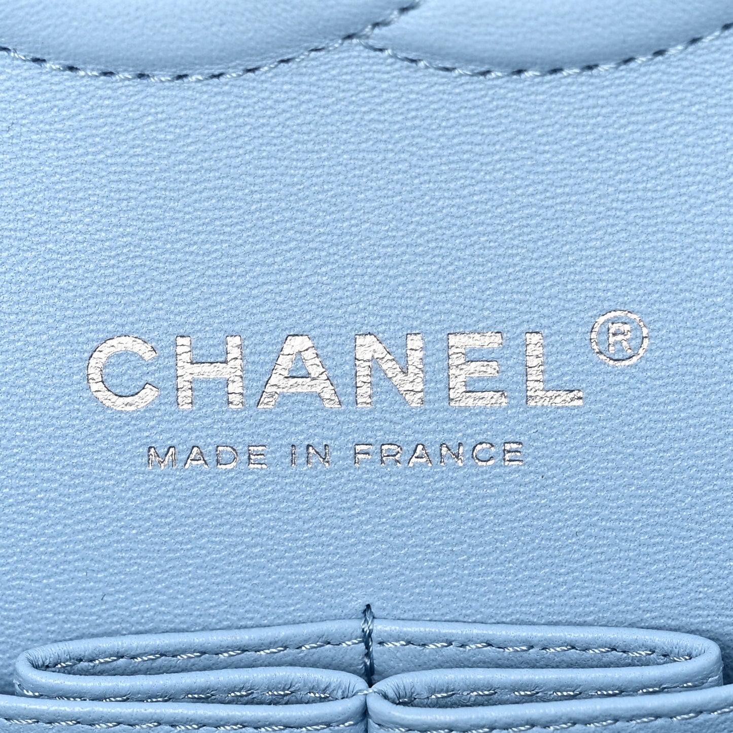 Denim Quilted Medium Double Flap Light Blue