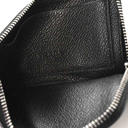 Prada Vitello Micrograin Triangle Zip Card Holder Black 5 of 7