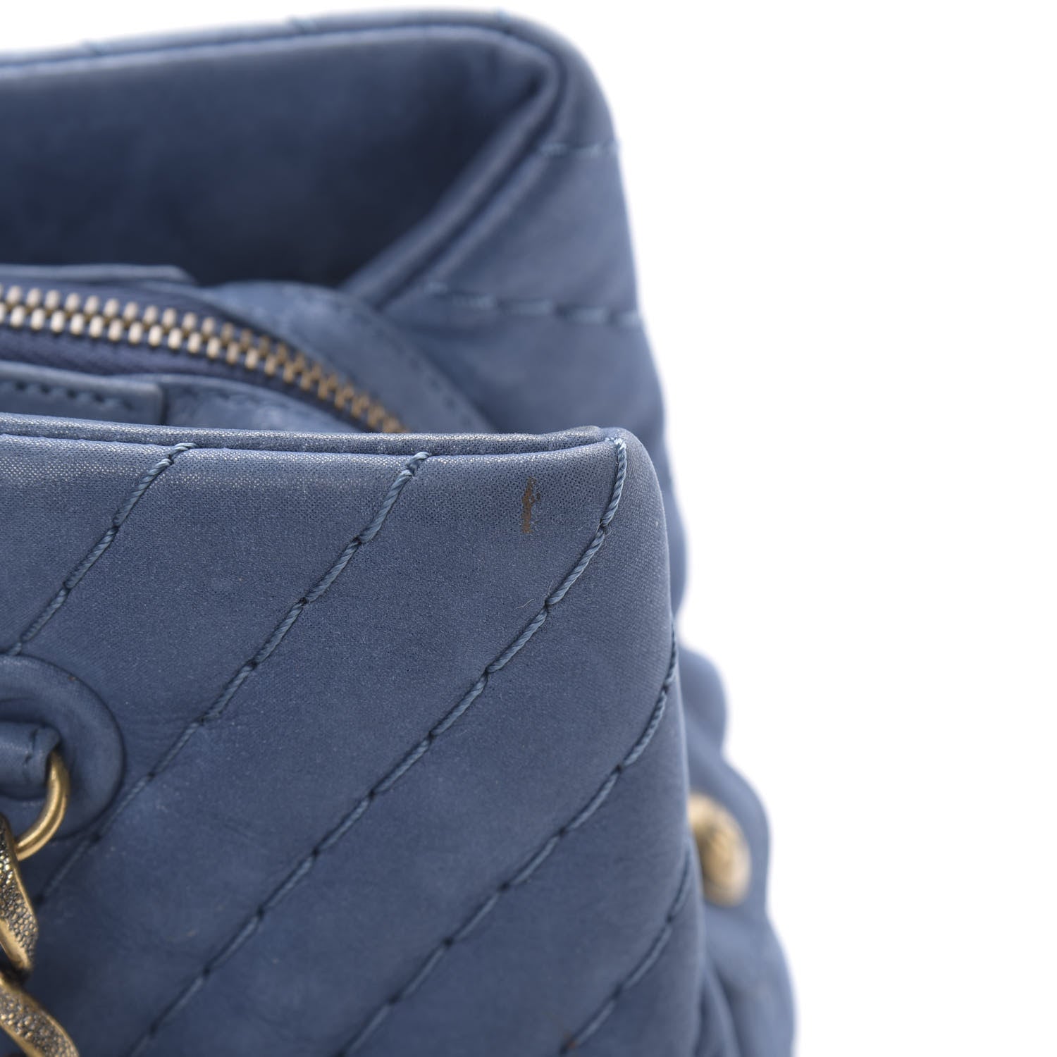 Chanel Iridescent Calfskin Surpique Chevron Tote Blue 11 of 12