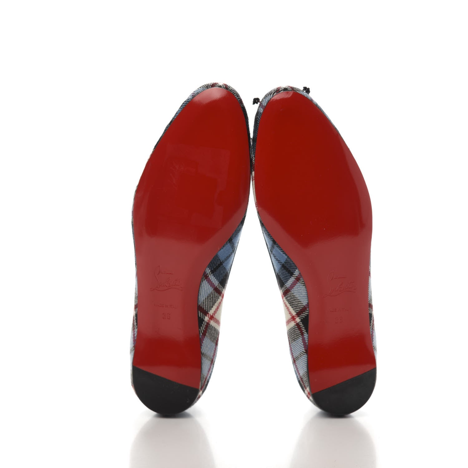 Christian Louboutin Tartan Sonietta Flats 36 Blue Black 5 of 7