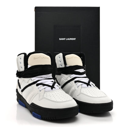 Saint Laurent Calfskin Smith High Top Sneakers 9 White Black 10 of 10