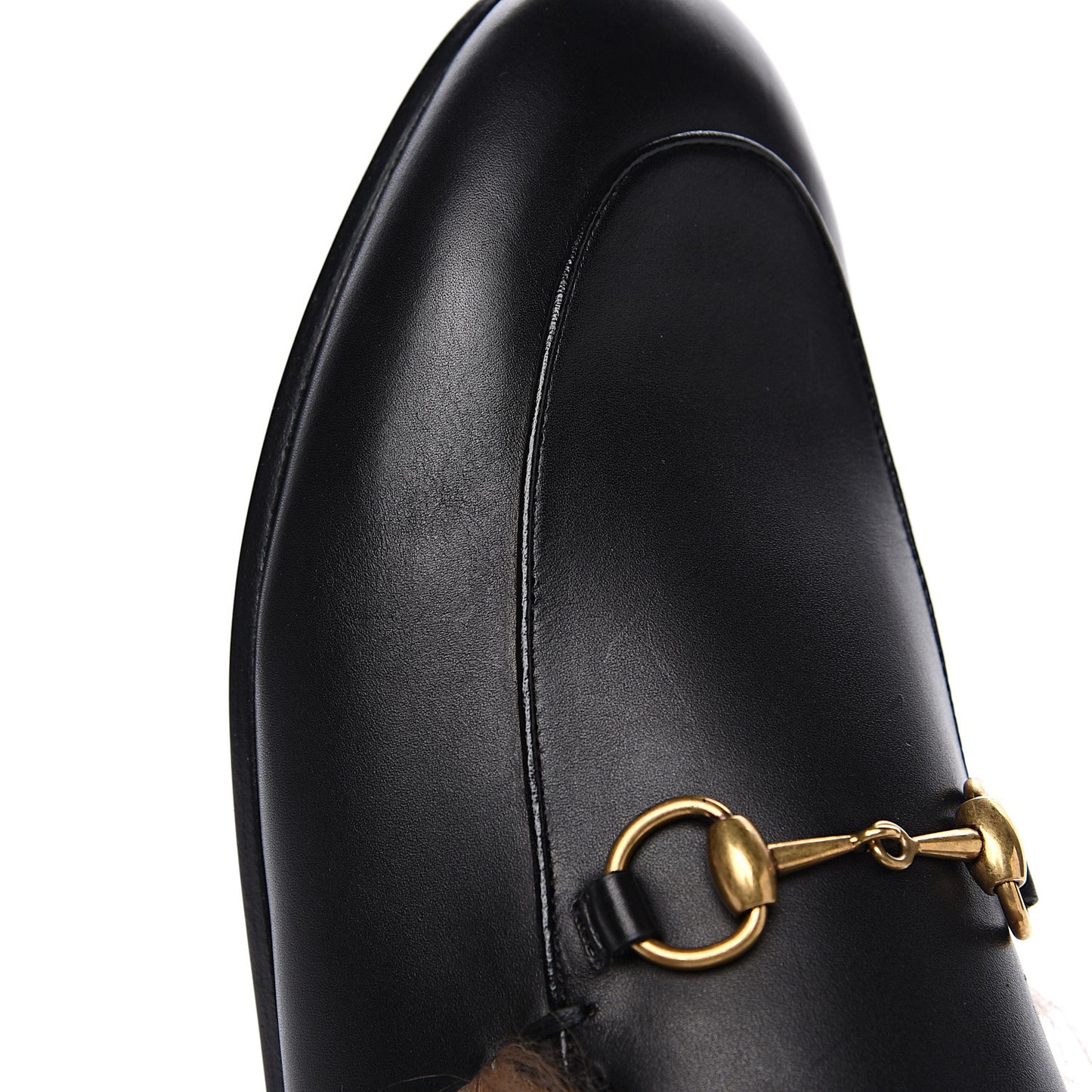 Calfskin Fur Womens Princetown Slippers 35.5 Black