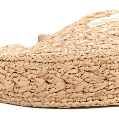 Celine Raffia Calfskin Triomphe Panier Hobo Bag Natural White 8 of 10