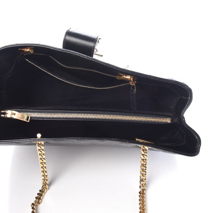 Saint Laurent Grain De Poudre Matelasse Chevron Monogram Shopping Bag Black 5 of 13