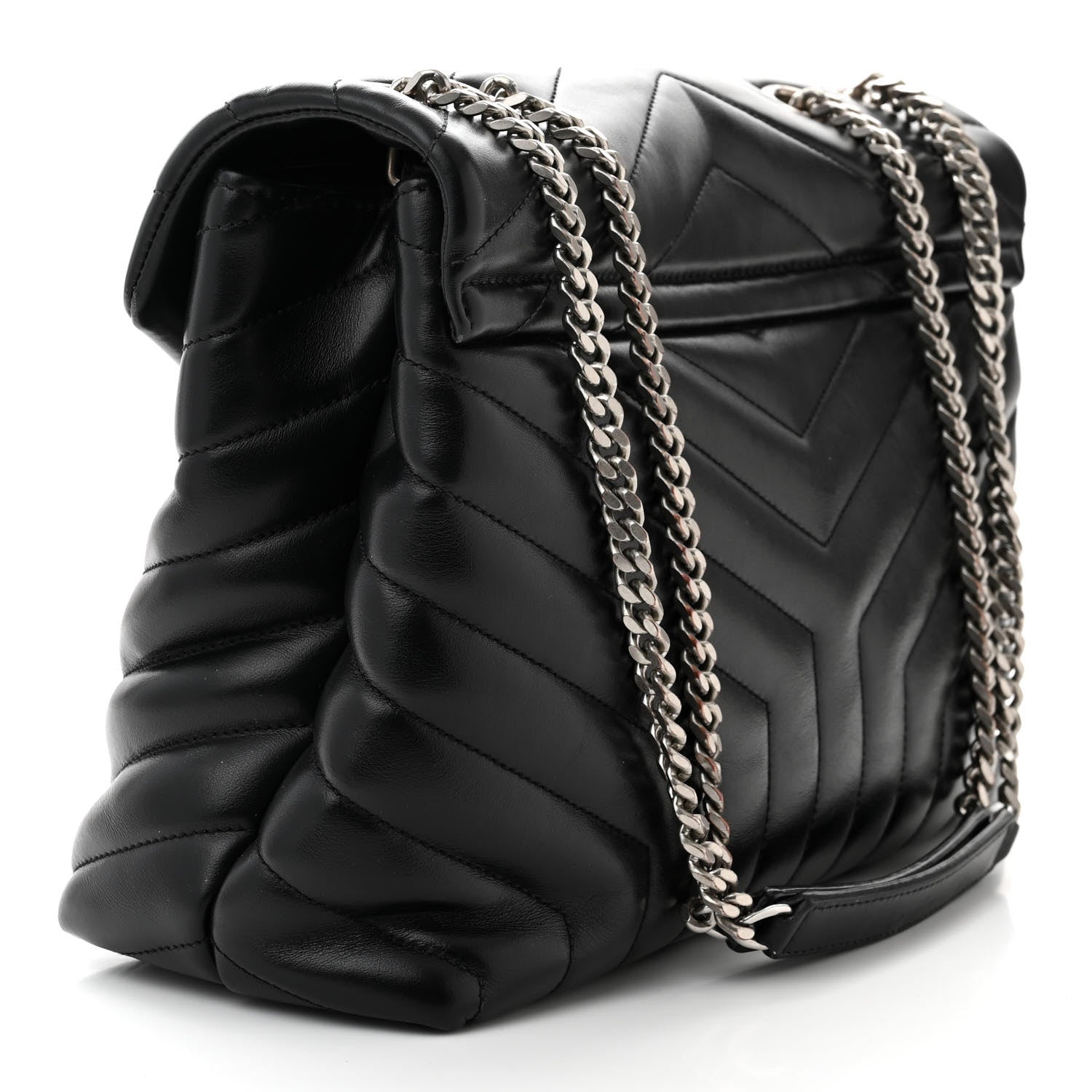 Saint Laurent Calfskin Y Quilted Monogram Medium Loulou Chain Satchel Black 3 of 11