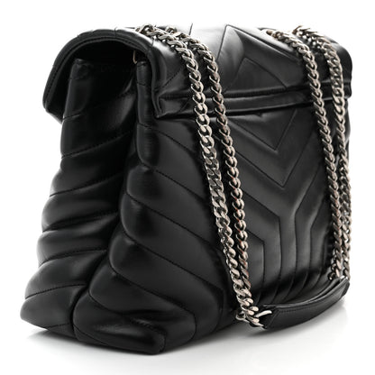 Saint Laurent Calfskin Y Quilted Monogram Medium Loulou Chain Satchel Black 3 of 11