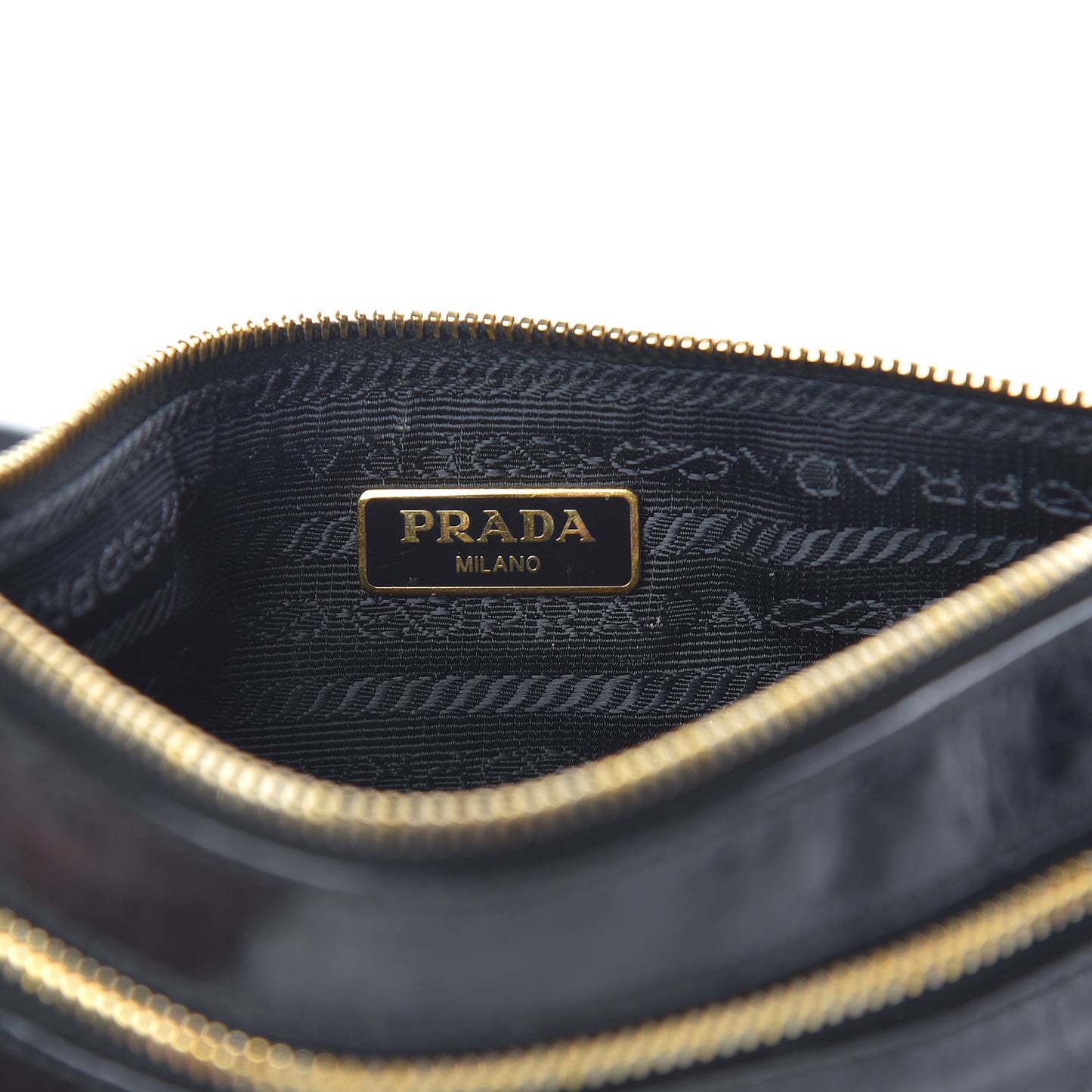 Craquele Zip Crossbody Black