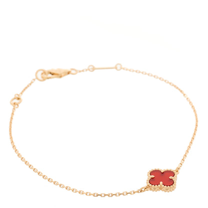 Van Cleef & Arpels 18K Rose Gold Carnelian Sweet Alhambra Bracelet 1 of 5