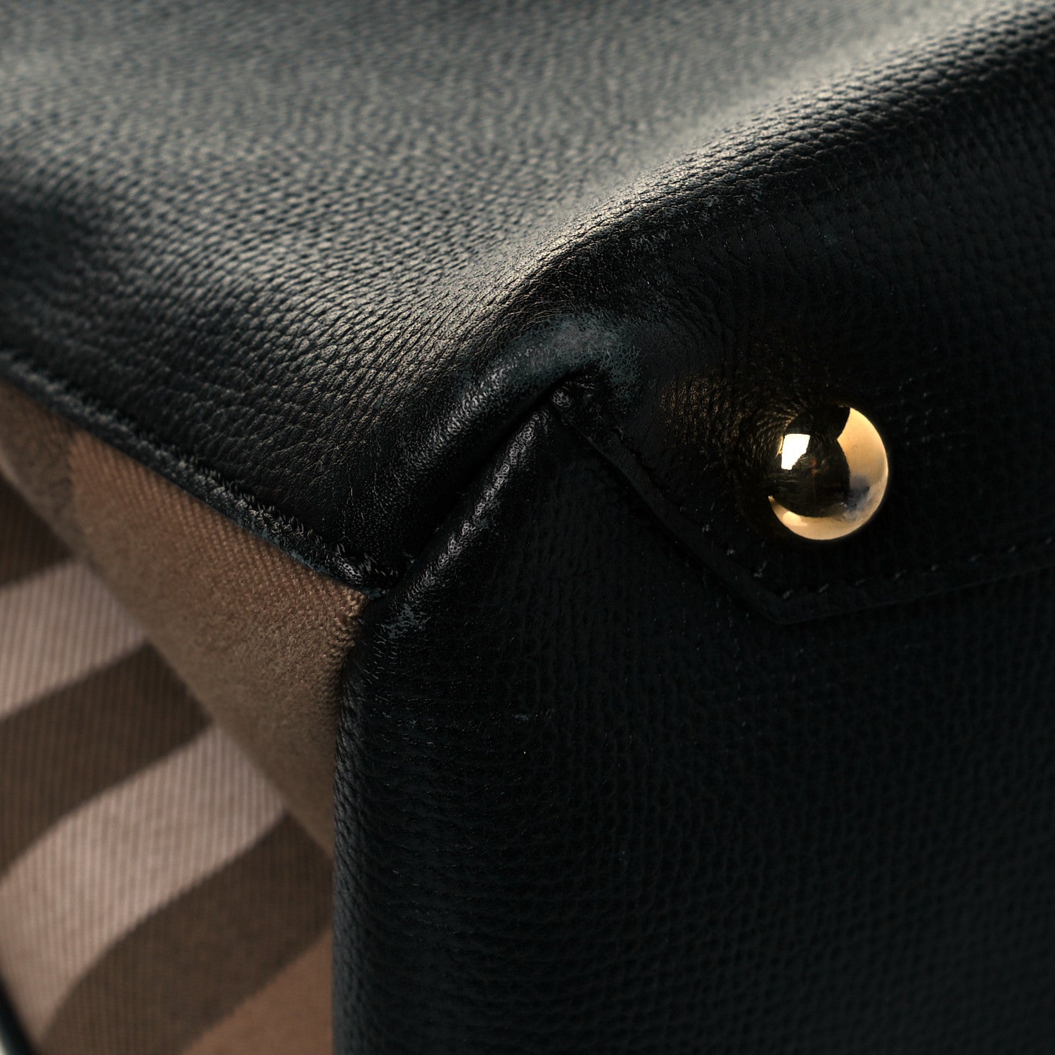 Burberry Grainy Calfskin House Check Large Banner Tote Black 6 of 13