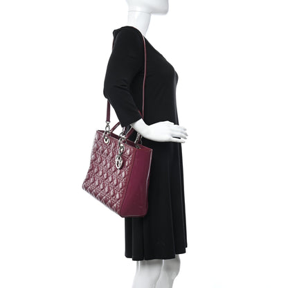 Christian Dior Patent Cannage Large Lady Dior Dark Pink 2 of 8