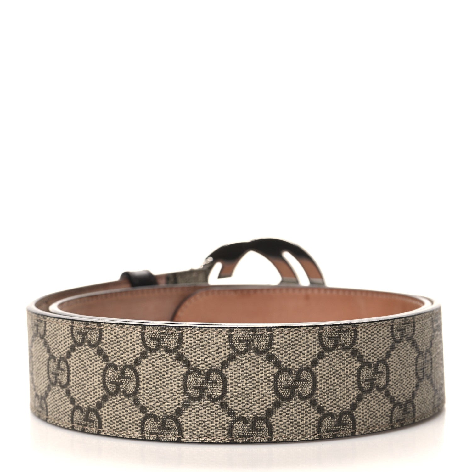 Gucci GG Supreme Monogram Selleria Calfskin Interlocking G 40mm Belt 85/34 Beige Ebony Cocoa 2 of 6