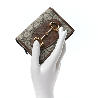 Gucci GG Supreme Monogram Horsebit 1955 Card Case Wallet Beige Ebony Brown Sugar 2 of 7