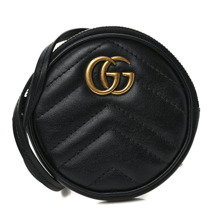 Gucci Calfskin Matelasse GG Marmont Round Mini Bag Black 1 of 8
