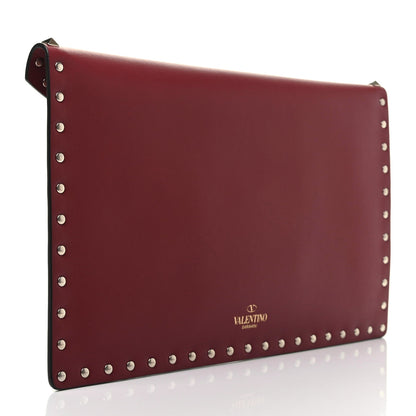 Valentino Garavani Vitello Large Rockstud Envelope Clutch Rubino 3 of 9