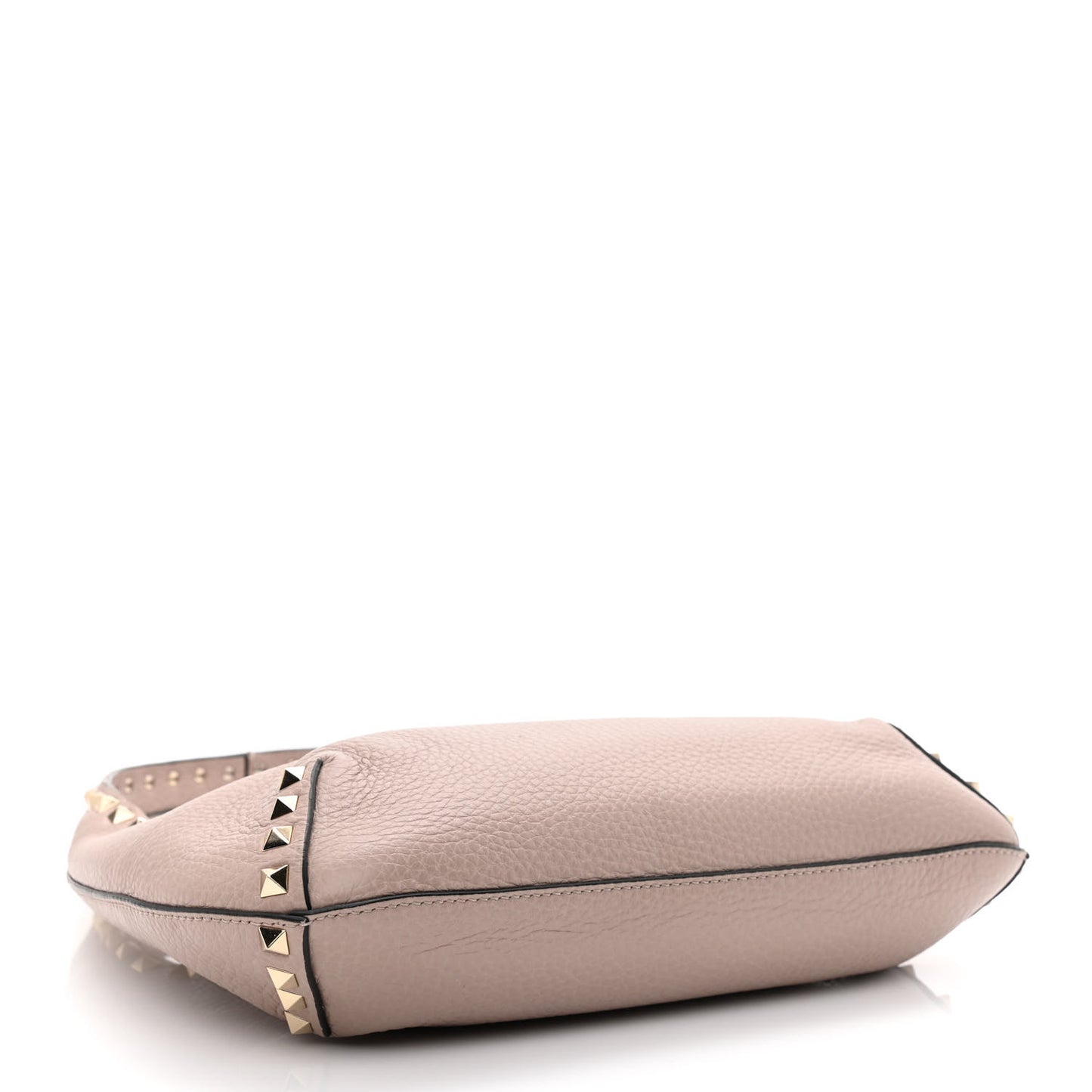Pebbled Calfskin Small Rockstud Flip Lock Hobo Poudre