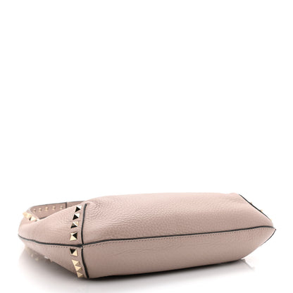 Valentino Garavani Pebbled Calfskin Small Rockstud Flip Lock Hobo Poudre 4 of 10