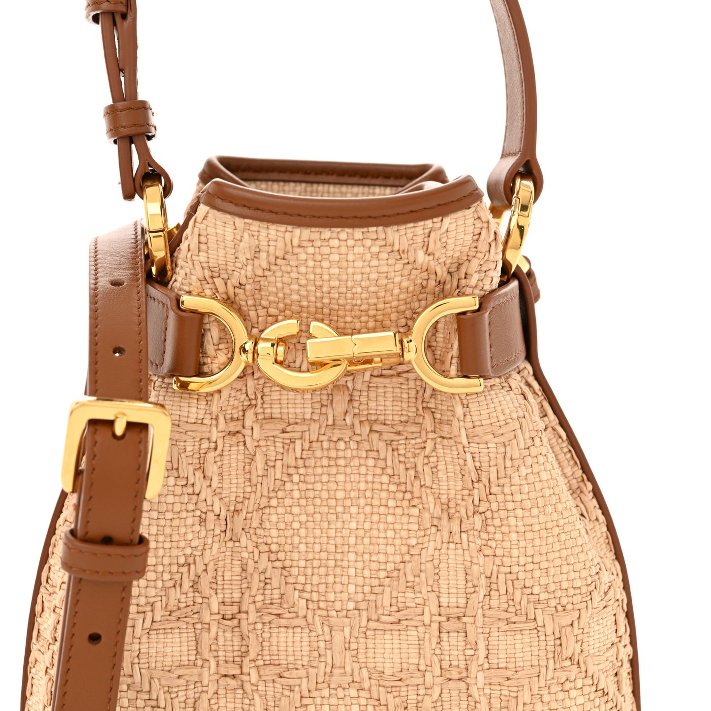 Raffia Calfskin Cannage Small C'est Dior Cannage Bucket Bag Natural