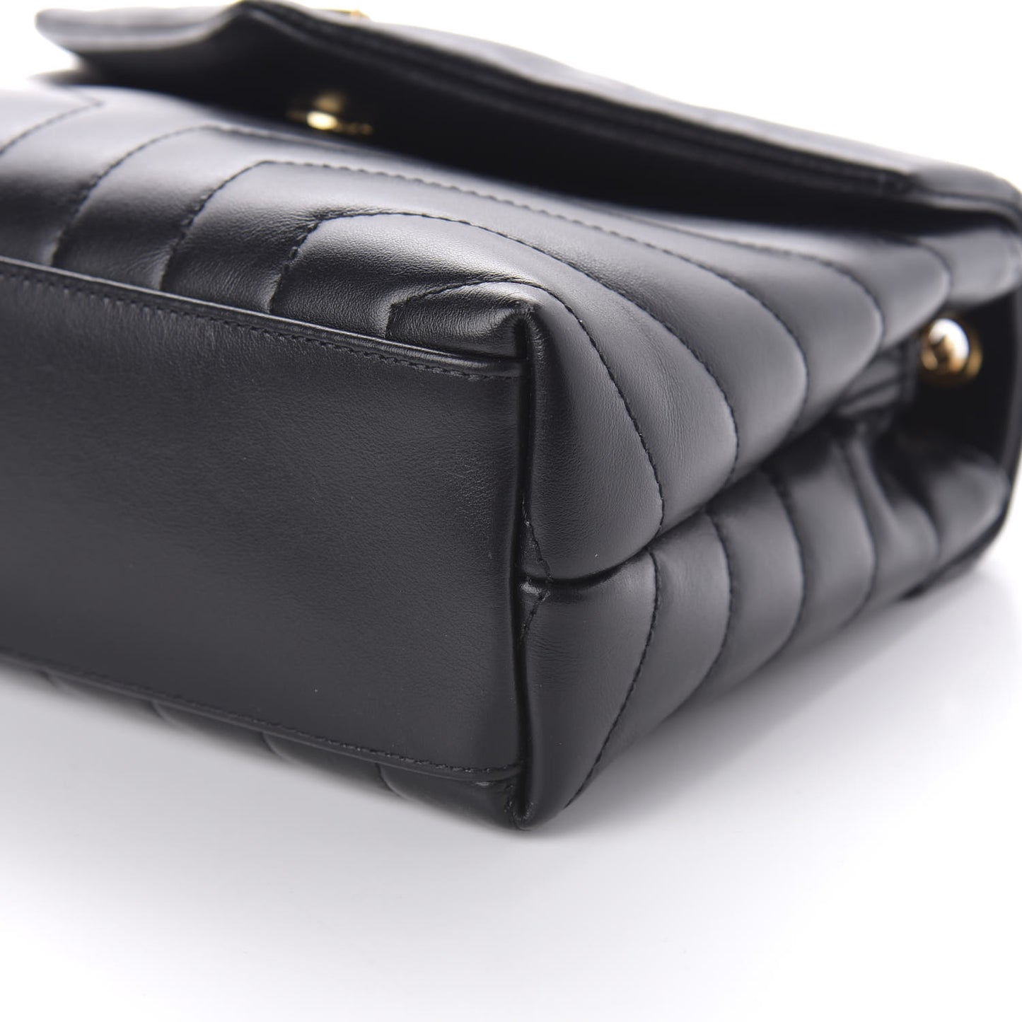 Calfskin Y Quilted Monogram Small Loulou Chain Satchel Black