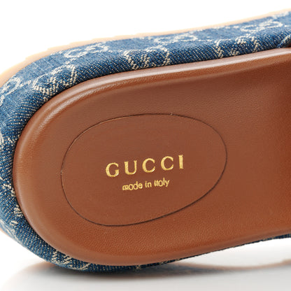 Gucci New Denim GG Monogram Angelina Platform 55mm Slide Sandals 38.5 Blue Tea 8 of 9