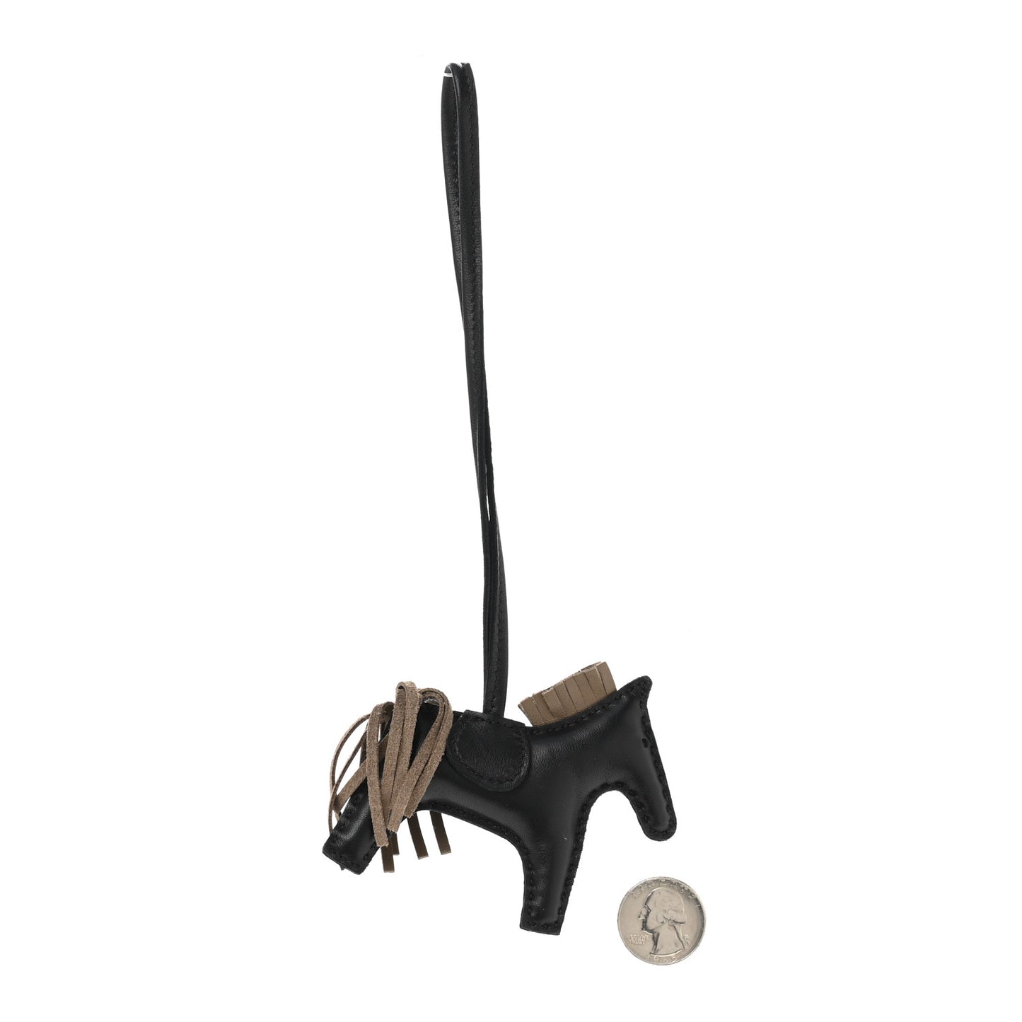 Milo Lambskin Grigri Rodeo Horse Bag Charm PM Black Etoupe