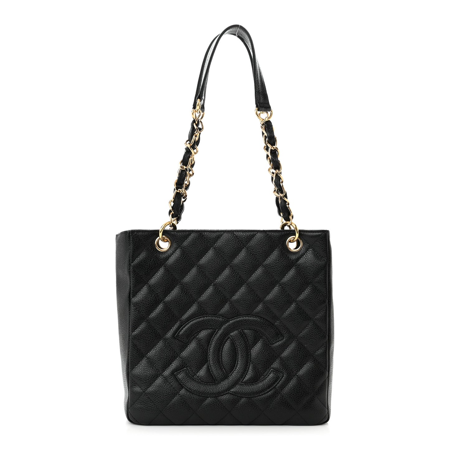 Caviar Quilted Petit Shopping Tote PST Black
