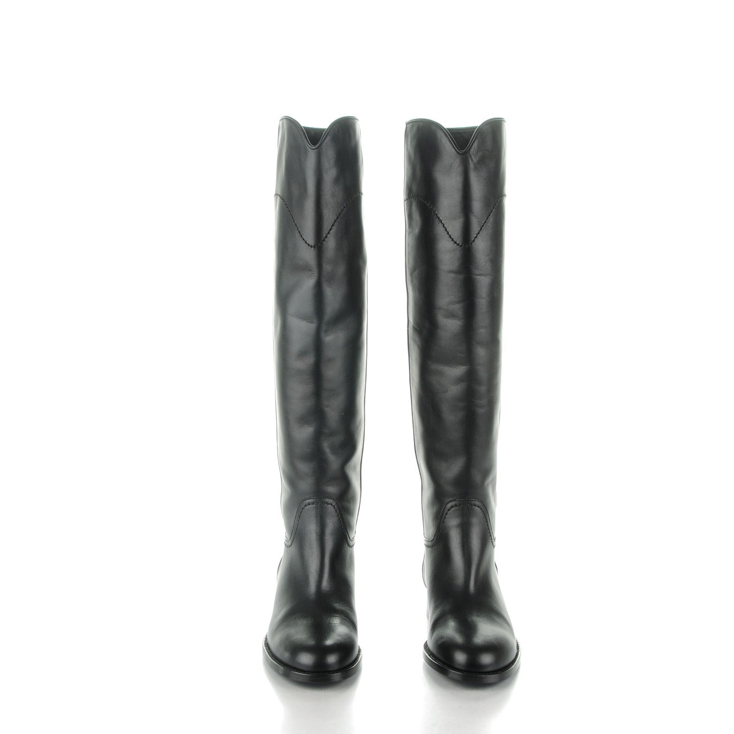 Chanel Calfskin Ascot Riding Boots 35.5 Black 2 of 6
