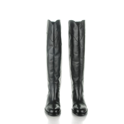 Chanel Calfskin Ascot Riding Boots 35.5 Black 2 of 6