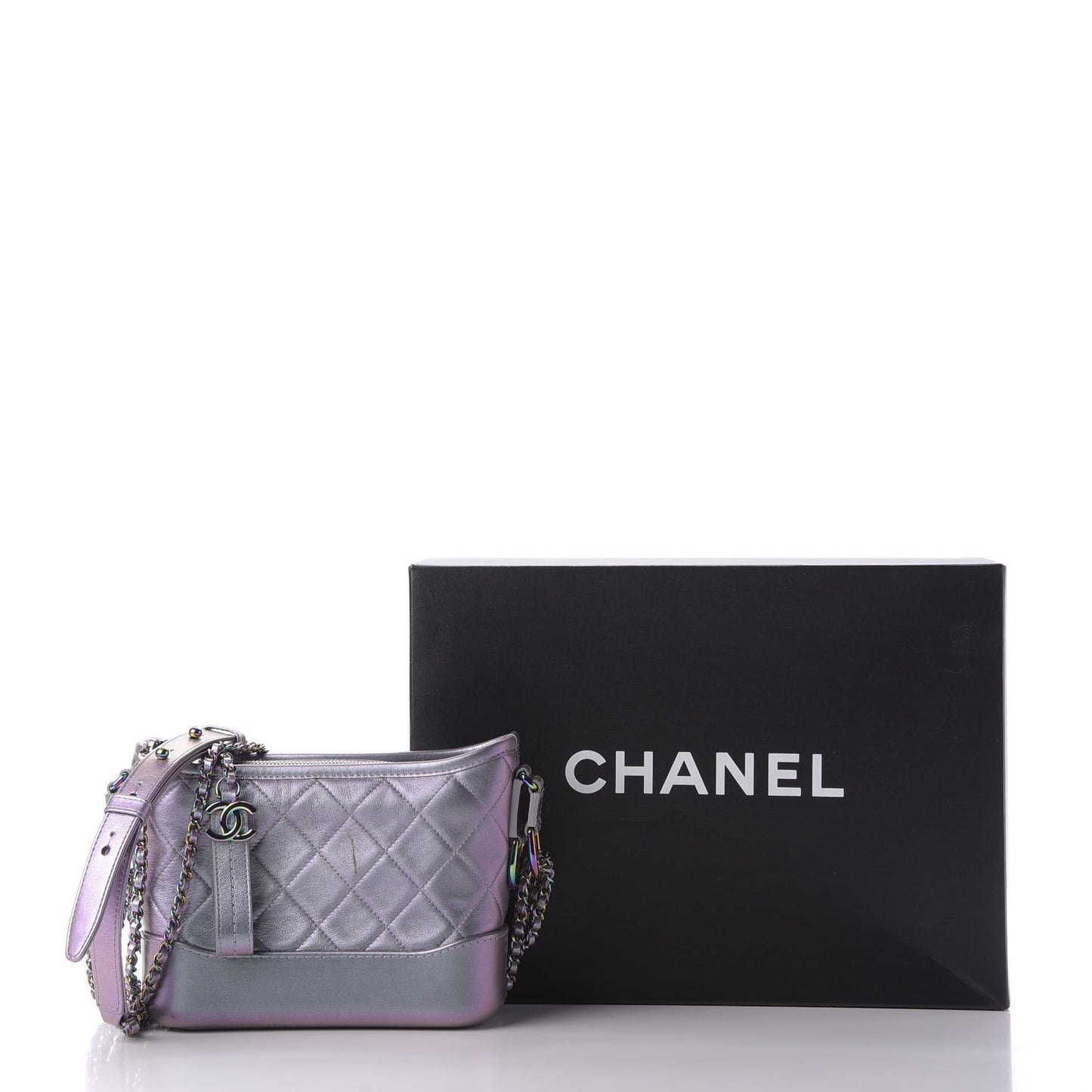 Iridescent Lambskin Calfskin Quilted Small Gabrielle Hobo Light Purple