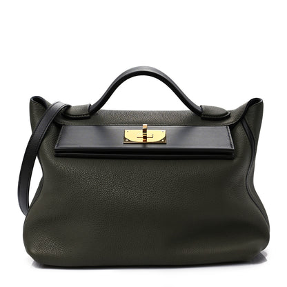 Hermes Taurillon Maurice Swift 24/24 29 Vert Olive Vert Bronze 1 of 7