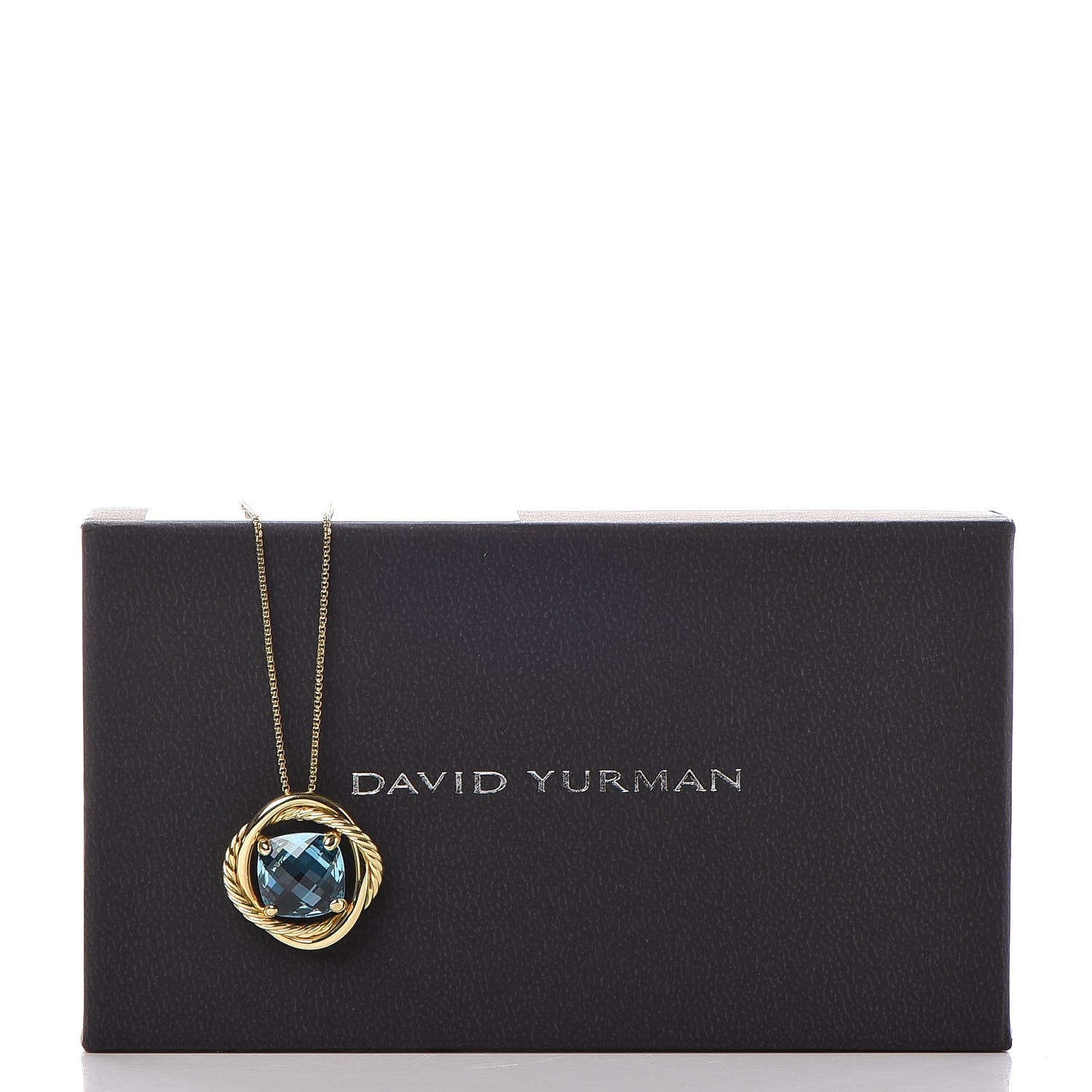 David Yurman 18K Yellow Gold Blue Topaz 11mm Infinity Pendant Necklace 9 of 9