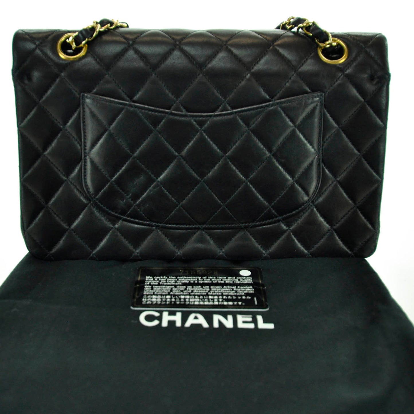 Lambskin Quilted Small Double Flap Black