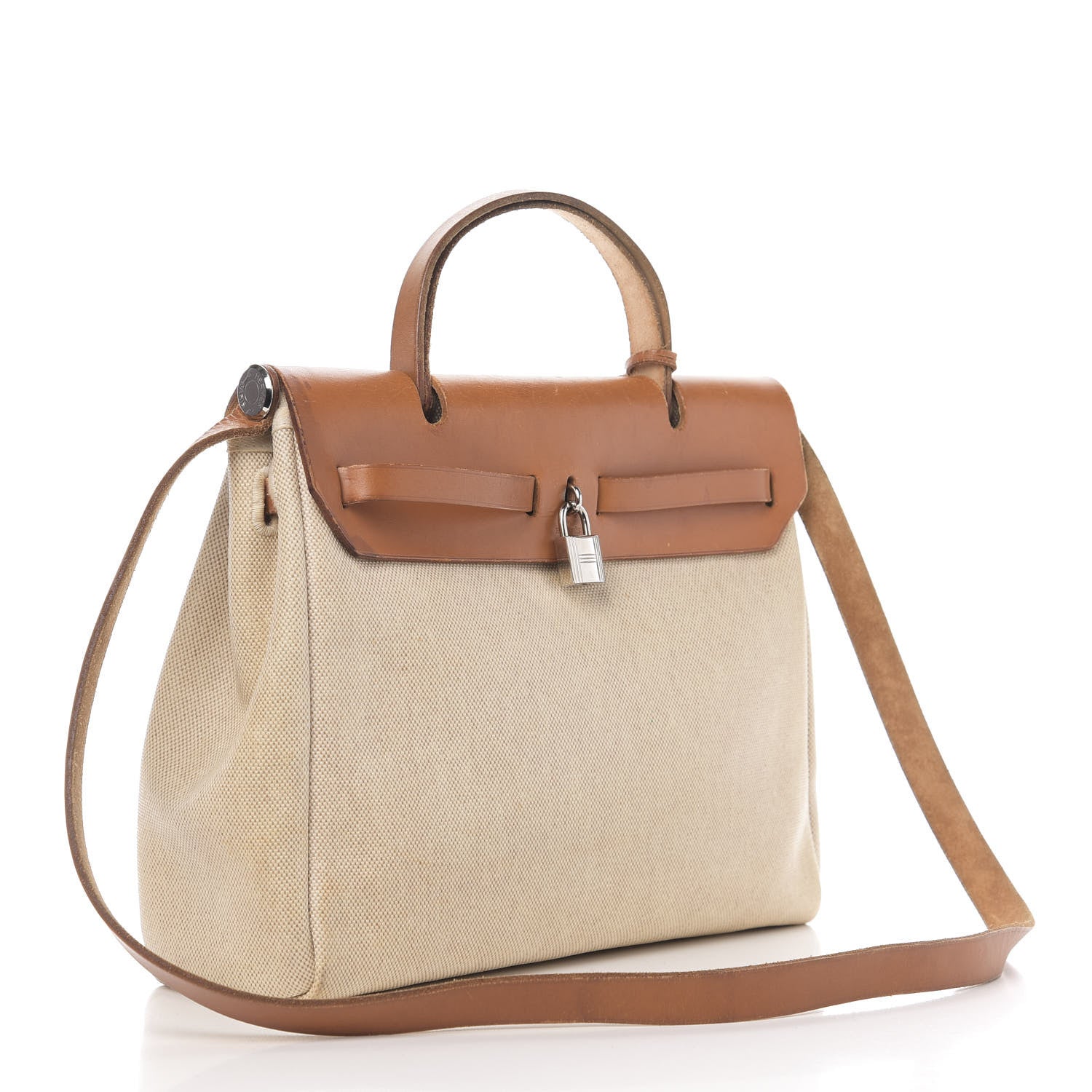 Hermes Toile Vache Calfskin Herbag 30 PM Natural 2 of 21